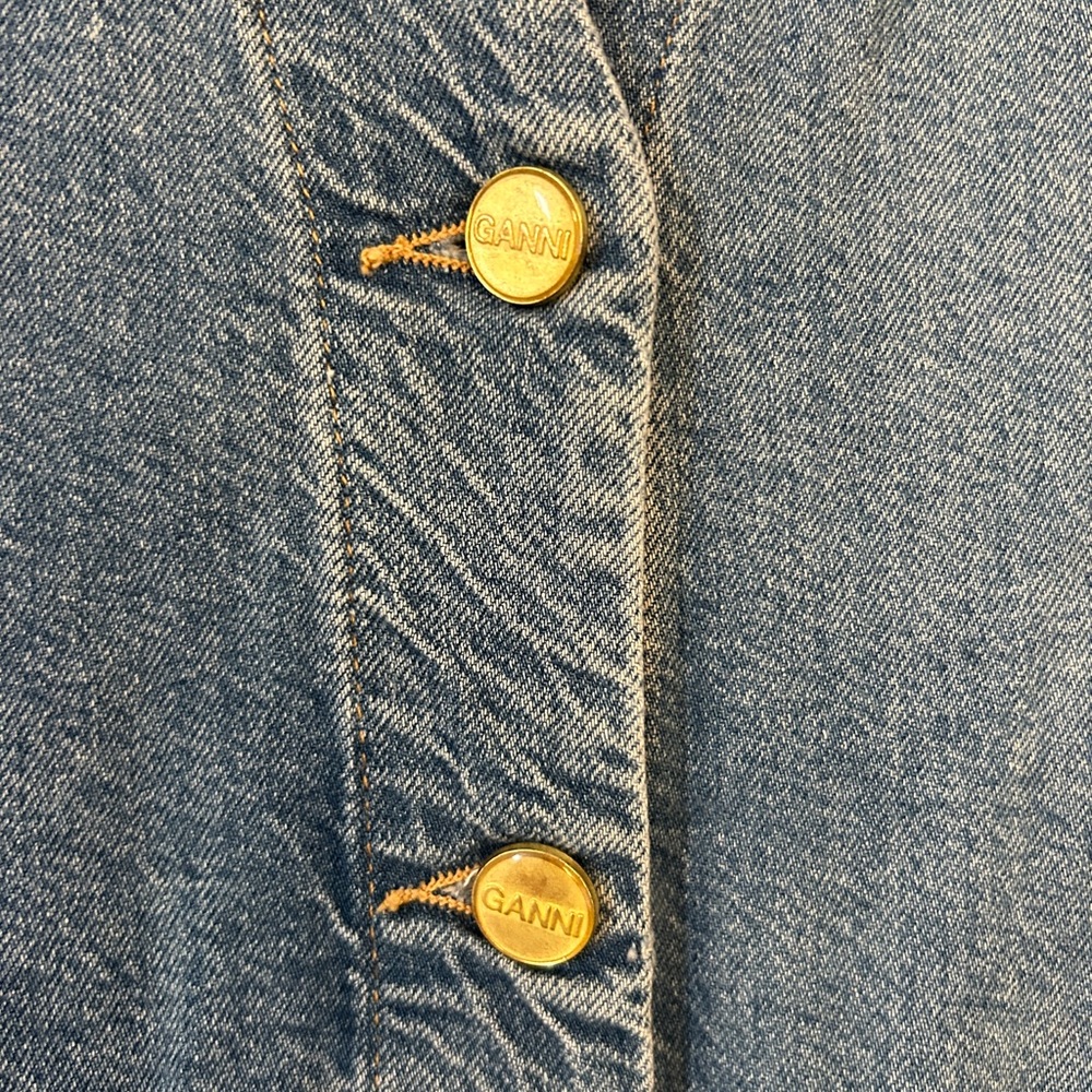 Ganni Blue Denim Button-Front Maxi Dress - Picture 4 of 5